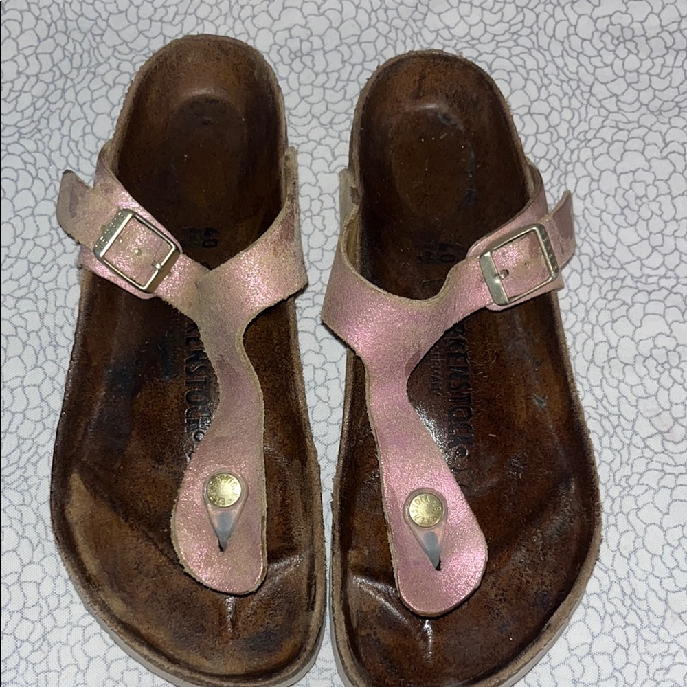 Birkenstock Pink and Brown Sandals with Cork Footbed